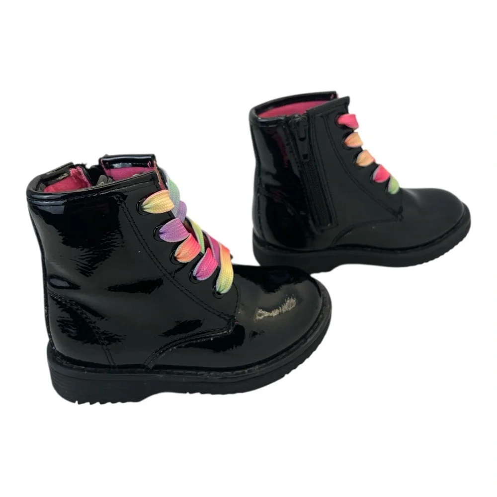 The Children's Place Toddler Girls Rainbow Lace Up Booties - Black, Size‎ 6
